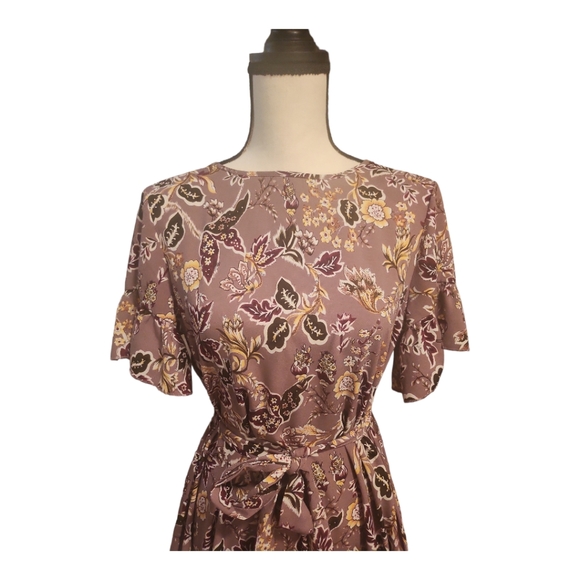 SHEIN Purple Floral A-line Ruffle Dress with Detachable Belt Size S - Picture 2 of 8